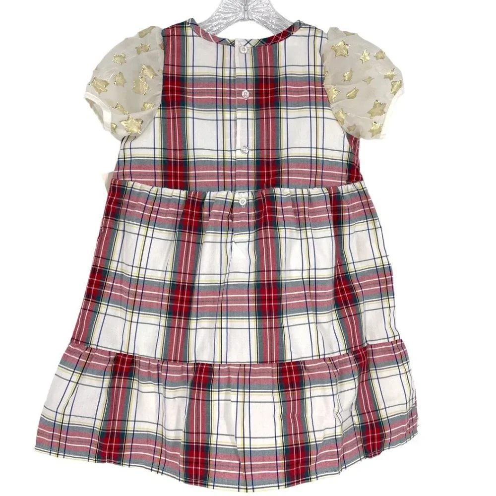 Andy & Evan Plaid Tiered Dress Puff Sleeves NWT Sz 6Y